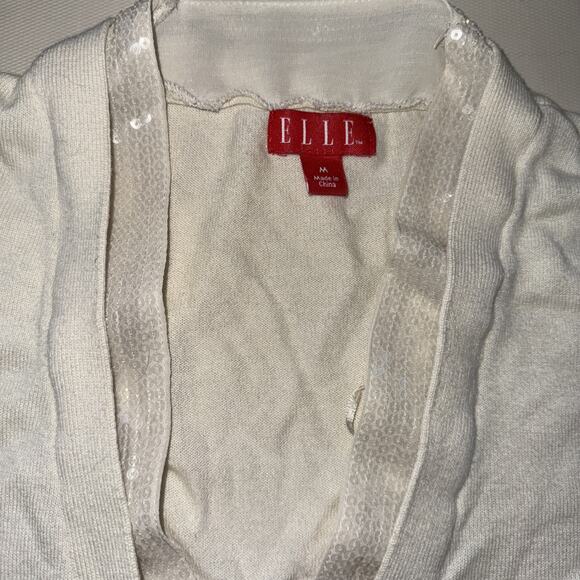 Elle White Sequin Button-Up Cardigan - Size Medium - Picture 2 of 5